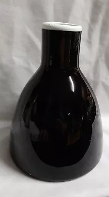 Buy Vintage Black Amethyst Handblown Handmade Glass Bottle Vase With White Rim • 28.93£