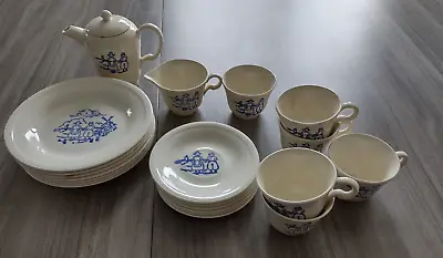 Buy Vintage 22 Piece Edwin Knowles Semi-Vitreous Children's Dutch Pattern Tea Set • 43.22£