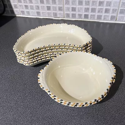 Buy 8 X Crown Ducal Stitched Edge Design Orange And Black Dishes Vintage Rare • 17.90£
