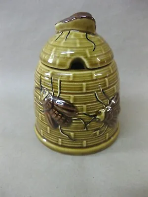 Buy Vintage Pottery Honey Pot ~ Bee Hive ~ Raised Honey Bee To Side & Lid • 9.99£