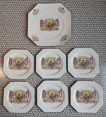 Buy 7 Piece Kensington Ware KPH England Silver Jubilee Queen Mary King George Plates • 50£