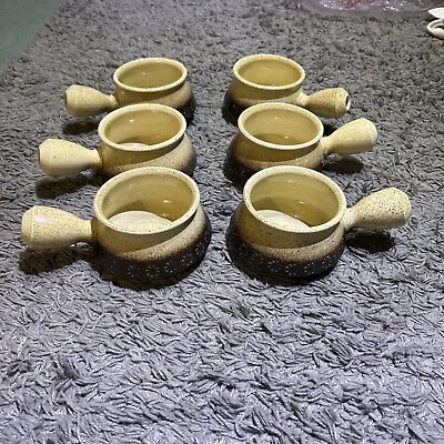 Buy Set Of 6 Iden Pottery Rye Handled Soup Bowls • 17.99£