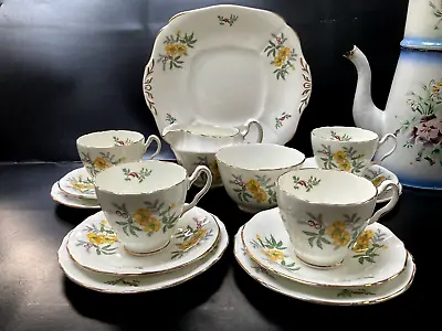 Buy Vintage Adderley Pretty Floral Tea Set 4 Trios Cups Saucers Plates Milk Sugar • 25£