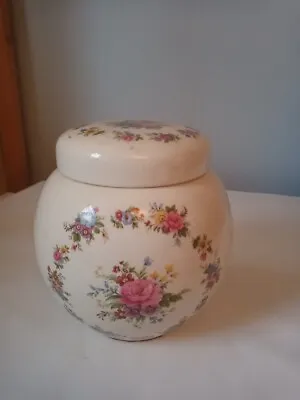 Buy Vintage Sadler Staffordshire Ceramic Cream Pink Floral Ginger Jar • 16£