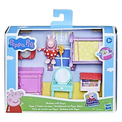 Buy Peppa Pig Bedtime Playset 6 Pieces Figure With Teddy Furniture Table Flip Bed • 10.99£