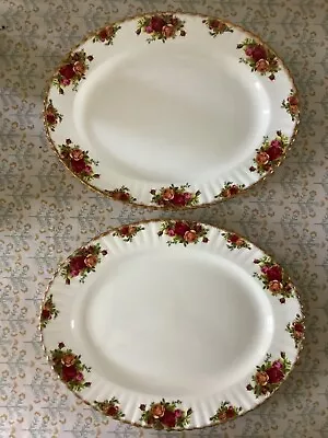 Buy Two Old Country Roses Royal Albert Serving Platters/Large Oval Shaped Plates • 35£