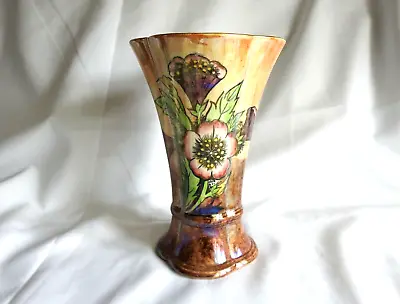 Buy Vintage  Kensington Lustre Ware Vase Quatrefoil Cairo Hand Painted C 1930s RARE • 14.99£