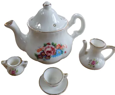 Buy Bone China Tea Set For 1 Dolls House Stamped Bottom Of The Teapot Miniature  • 6.99£