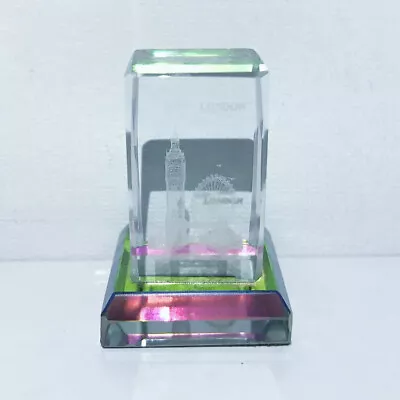 Buy Glass Block London Paperweight Bevelled Edge Laser Block Display Ornament Rare • 11.99£