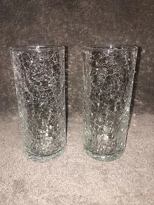 Buy Set Of 2 Crackle Glass Tumblers 6 1/2” Tall • 18.92£