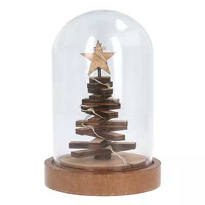 Buy LED Christmas Glass Bell Jar Dome Xmas Display Desk Ornament Wooden D�cor Gift • 13.75£