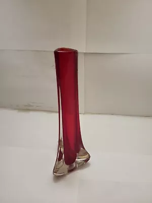 Buy Vintage 1970s Whitefriars 23.5cm Ruby Red Tricorn Vase Geoffrey Baxter • 7.99£