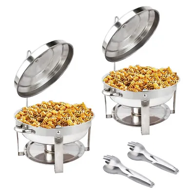 Buy 2Pcs 7.5L Stainless Steel Buffet Server Round Chafing Dish Food Warmer Hot Plate • 8.50£