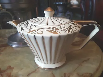 Buy Antique Sadler England Teapot Ivory With Gold Trim Art Deco Tea Pot. Gorgeous.   • 25£