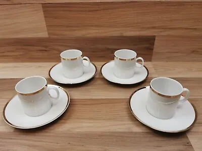 Buy 4 X Thomas Germany Medallion Thick Gold Band Small Coffee Cups & Saucers • 16.99£