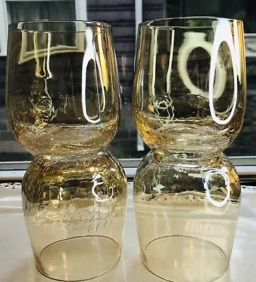 Buy 4 Pier 1 Golden Luster Crackle Whiskey Glass Stemless Wine Barware 16 OZ • 56.76£