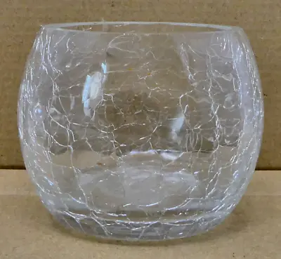 Buy Vintage Crackle Glass Tealight Holder Pot • 3.25£