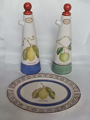 Buy Wedgewood Oil And Vinegar Bottles & Plate  Sarahs Garden Queenware 1997 • 19.99£