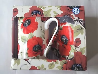 Buy Kent Pottery Poppie Flower Tea/ Coffee Mug W/Lid/Coaster In Box • 16.08£