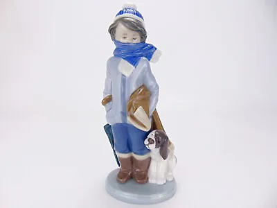Buy Lladro Nao Figurine Winter 5220 Porcelain Figures Boy With Dog & Umberella • 39.99£