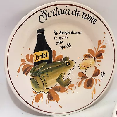 Buy Vintage Bassano Italian Hand Painted Frog Recipe Wine Plate Restaurant Decor • 25£