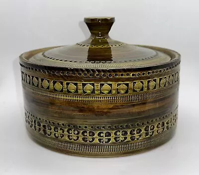 Buy VTG Art Pottery Aldo Londi Bitossi Covered Bowl Green Sahara Pattern Italy AS IS • 71.88£