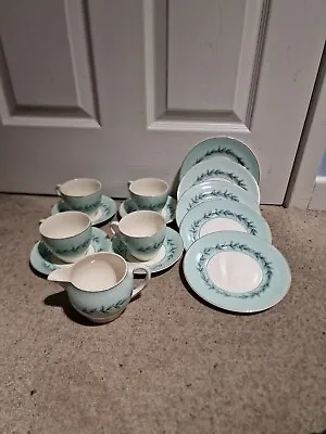 Buy Vintage Turquoise Tea Service 4 Sets Cups Saucers Side Plates Johnson Brothers • 16.99£