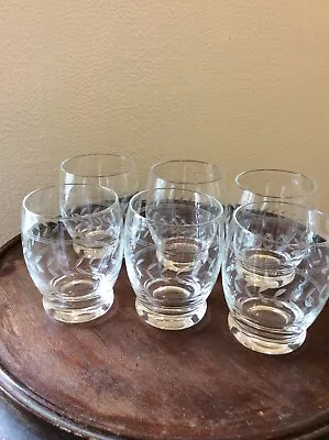 Buy Six Cut & Etched Whiskey Tumblers 3 X 2 Inches • 22£