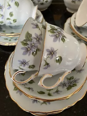 Buy Vintage Colclough 20 Piece Tea Set, 8244, Eggshell Blue Background With Violets  • 18£