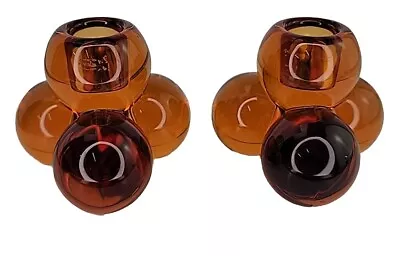 Buy Westmoreland Glass Della Robbia Candleholder Vintage MCM Amber Orange Ball Stack • 28.41£