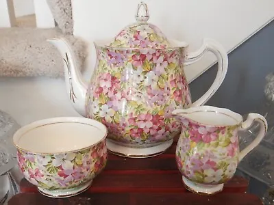Buy Vintage Royal Standard Virginia Stock Chintz Teapot Tea Set Fine Bone China • 165.77£