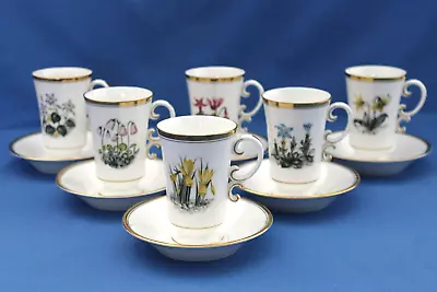 Buy Royal Worcester Alpine Flowers Irish Coffee Cups & Saucers (x6) • 29.99£