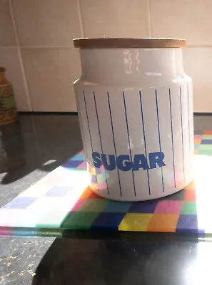 Buy Hornsea Pottery Sugar Jar - Blue Stripe Pattern • 8.99£