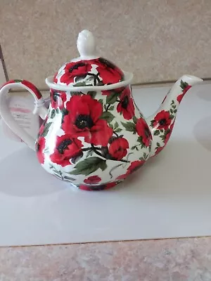 Buy Kent Pottery Bloom Collection Teapot With Bright Red Poppies 7 1/2  Tall • 30.35£