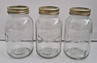 Buy 3 X Eerin Mason Jars Screw Top Storage Kitchen Arts Crafts - 1000ml - Gold Lid • 10.99£
