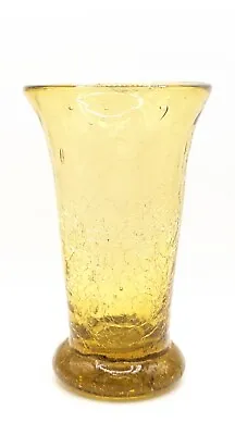 Buy Vintage Amber Crackle Glass Vase With Polished Pontil - Hand-blown Art Glass. • 24.99£