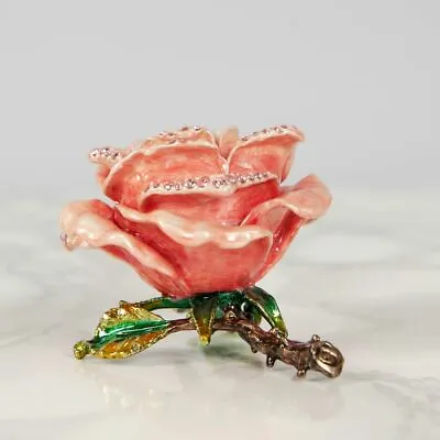 Buy Treasured Trinkets Pink Rose Trinket Box Ornament Boxed WB15691 • 28.95£
