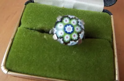 Buy Vintage  Caithness Millefiori Hallmarked Sterling Silver Ladies Ring 1973 • 29.99£