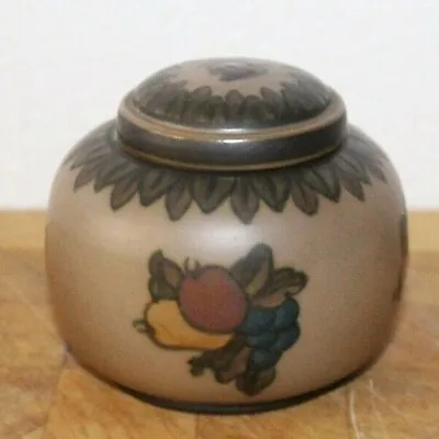 Buy L Hjorth Scandinavian Pottery Art Deco 1930s Jar & Cover Danish Fruit Decoration • 56£