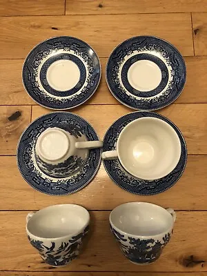 Buy Set Of 4 Churchill Blue Willow China Plate Mug Tea Cup Saucer Dinner Vintage • 15£