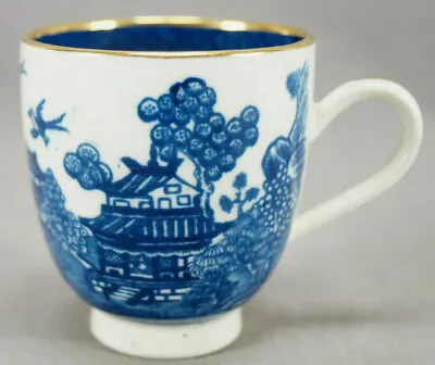 Buy Caughley Nankin Willow Blue White & Gold Porcelain Coffee Cup Circa 1784-1799 D • 118.31£