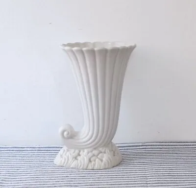 Buy Vintage Cornucopia Vase White Dartmouth Pottery Traditional Flower Arranging  • 29.99£