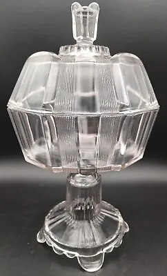 Buy Antique Victorian Candy Dish Clear Ribbon Compote Pressed Glass Adams & Co.  • 47.15£