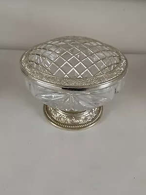 Buy Victorian MAYELL Crystal Glass Rose Bowl With Plated Silver Mesh Cover Dish Vase • 18£