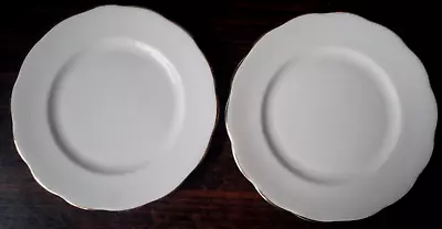 Buy Queen Anne White  With Gold Rim  Round 6¼  Inch Side Plates X2 (4 Ava) • 10.99£