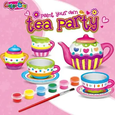 Buy Kids Pretend Play Draw On My First Tea Set Ceramic Creative Play Set  • 9.99£