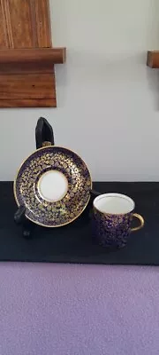 Buy Aynsley Demitasse Cup And Saucer Cobalt Blue And Heavy Gold • 33.21£