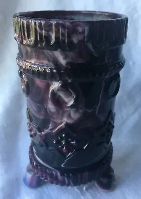 Buy Sowerby Or Davidson Footed Purple Slag Spill Vase Chains Pattern 4.5  Antique • 28.81£