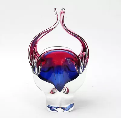 Buy Mid Century CZECH Art Glass Basket VASE - Chribska Design Attr To Josef Hospodka • 17.50£