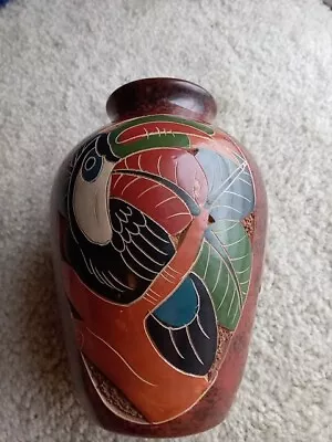 Buy Funky Toucan Turtle And Iguana Signed Glazed Vase • 33.57£
